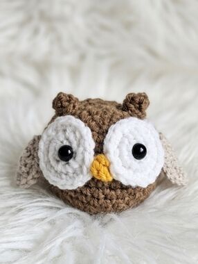 Handmade Brown Crochet Owl Plush for
